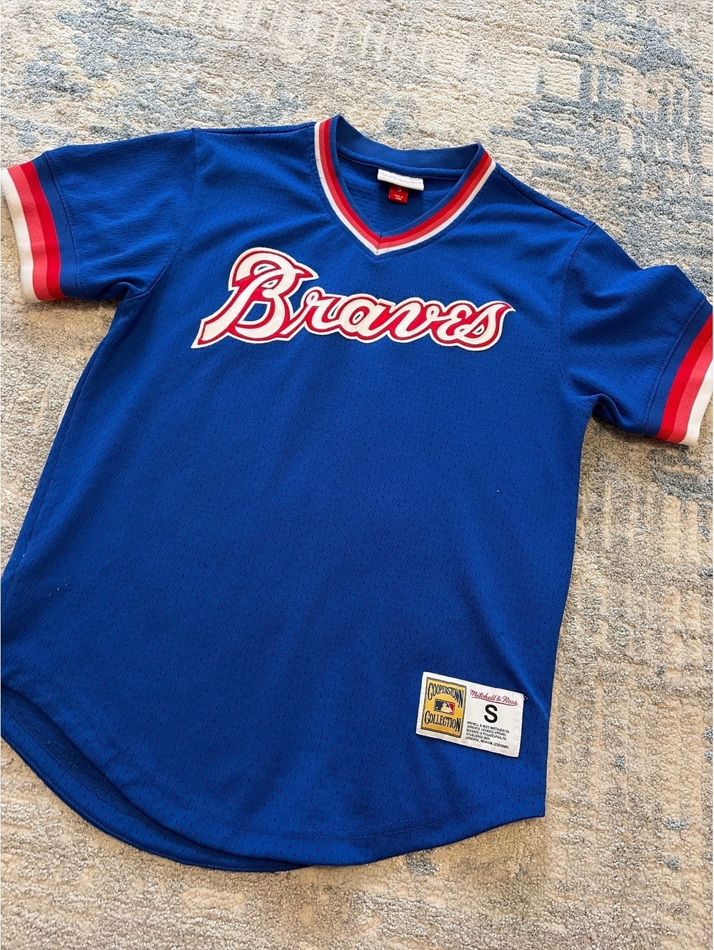 Mitchell & Ness Atlanta Braves Blue Mesh Jersey Size S